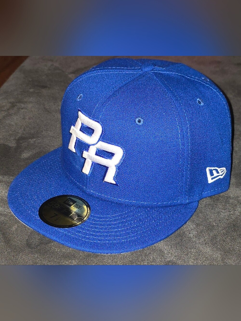 New Era Royal Blue and Gray Puerto Rico  59FIFTY Fitted Cap - 7 1/2 Brand NEW .